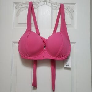 Time & Tru WOMENS PLUS 2 Piece Bikini Pink Push Up Top And Bottom NEW